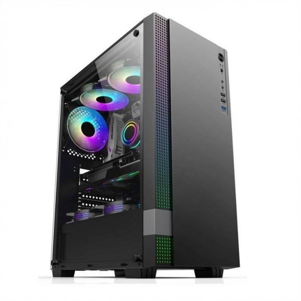 Mittelturm-PC-Gaming-Gehäuse ETEK Mittelturm-PC-Gaming-ATX-Computergehäuse Unterstützung von 6 ARGB-Fans, Tempered Glass Side Pandel.