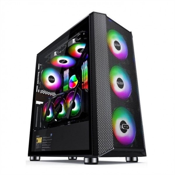 Computergehäuse mit magnetischem Design, Staubfilter, unterstützt 6 Lüfter, ATX-Mid-Tower-PC-Gaming-Gehäuse, Glas-Seitenwand, Kabelmanagement