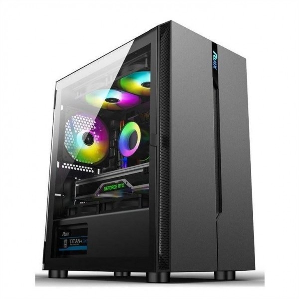 ETEK Computergehäuse - öffnbares linkes Panel Stromversorgung Unteren Befestigungsbereich Einbaufäher RGB Einfaches und großzügiges Panel