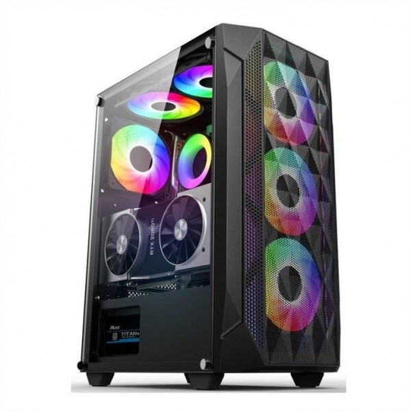 ETEK - ATX/Matx Computergehäuse Gehärtetes Glas-Panel auf seitlich gedrucktes Mesh Front-Panel Unterstützung Wassergekühlter Heizkörper