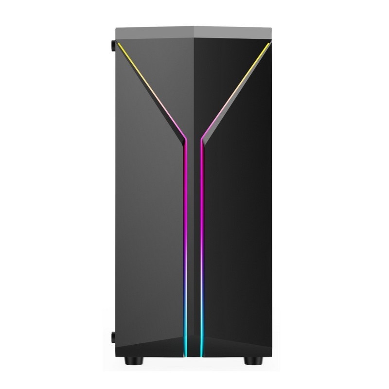 ETEK Stylische Computerhülle Symmetrische ARGB-LED-Streifen gehärtetes Glas Seitenpaneel Ober I/O-Panel mit magnetischem Staubnetz