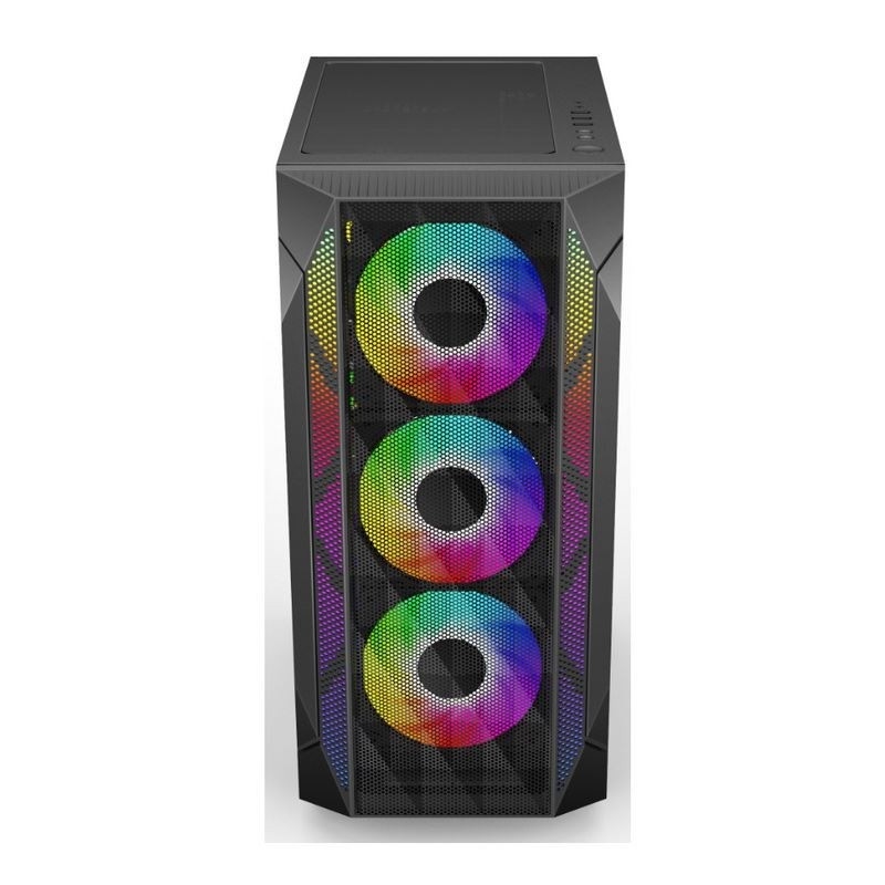 ETEK - ATX/Matx Computergehäuse Gehärtetes Glas-Panel auf seitlich gedrucktes Mesh Front-Panel Unterstützung Wassergekühlter Heizkörper
