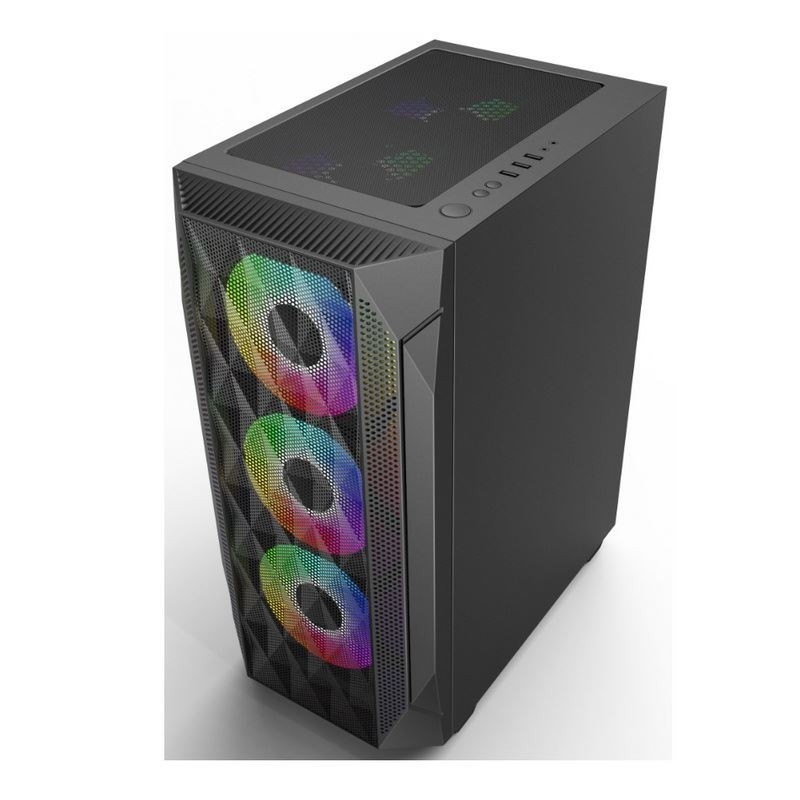 ETEK - ATX/Matx Computergehäuse Gehärtetes Glas-Panel auf seitlich gedrucktes Mesh Front-Panel Unterstützung Wassergekühlter Heizkörper