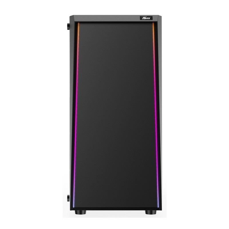 ETEK - Desktop Computer Case ARGB LED Streifen auf der Vorderseite,Tempered Glass auf der Seitenseite Top I/O Panel