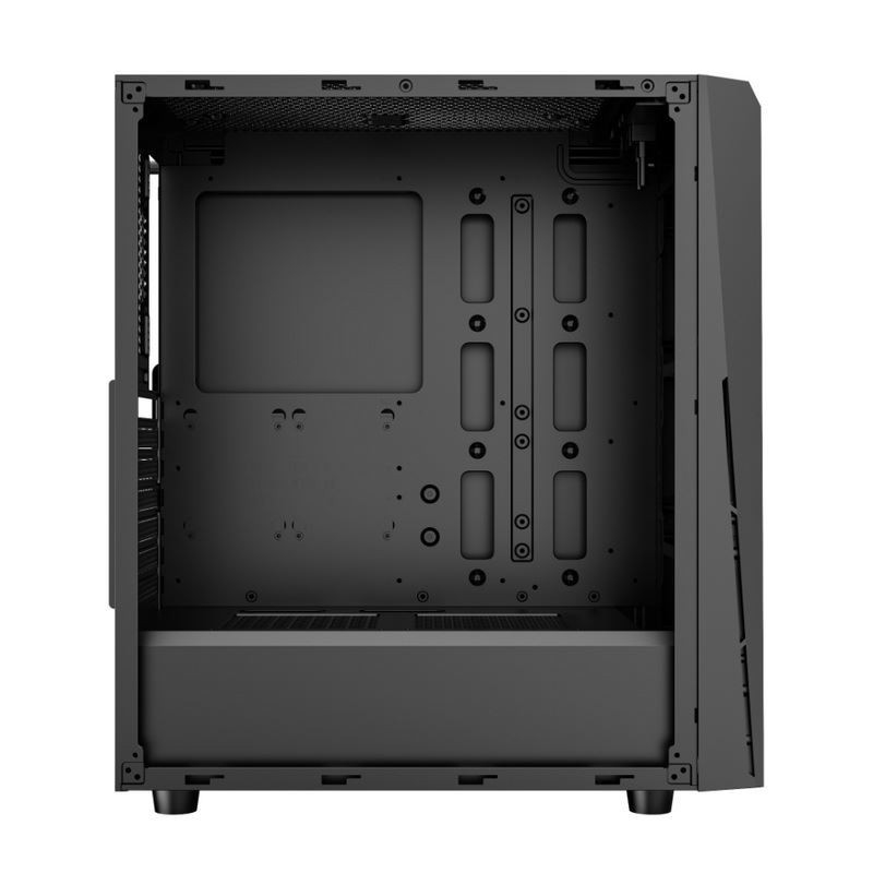 ETEK - PC Mid Tower Case Unregelmäßiges und Mesh Front Panel mit ARGB LED Streifen,Tempered Glass Side Panel, Top I/O Panel