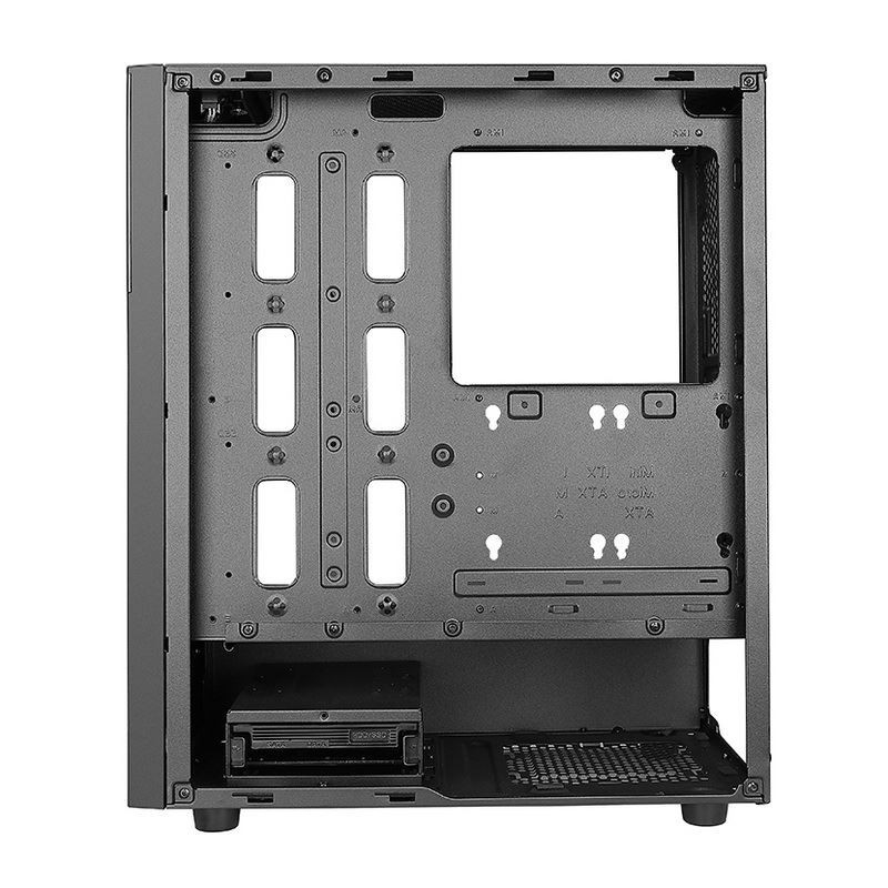 ETEK - PC Mid Tower Case Unregelmäßiges und Mesh Front Panel mit ARGB LED Streifen,Tempered Glass Side Panel, Top I/O Panel
