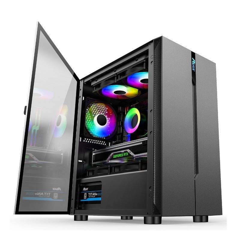 ETEK Computergehäuse - öffnbares linkes Panel Stromversorgung Unteren Befestigungsbereich Einbaufäher RGB Einfaches und großzügiges Panel