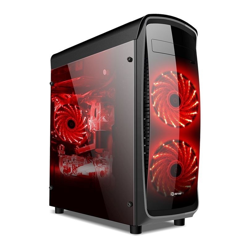 ETEK ATX Mittelturm Gehäuse Acryl Front & Side Panel Full Side View Schwarz und Weiß