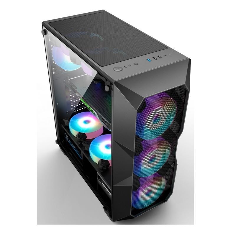 Des Luftstrom-ARGB Mittel-Turm Computer-Kasten-des Luftstrom-ATX mit polygonalem Mesh Front Panel der Unterstützungsdrei 12cm ARGB Beleuchtung