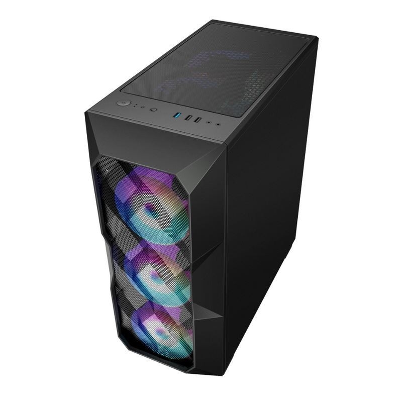 Des Luftstrom-ARGB Mittel-Turm Computer-Kasten-des Luftstrom-ATX mit polygonalem Mesh Front Panel der Unterstützungsdrei 12cm ARGB Beleuchtung