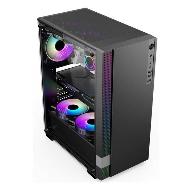 Mittelturm-PC-Gaming-Gehäuse ETEK Mittelturm-PC-Gaming-ATX-Computergehäuse Unterstützung von 6 ARGB-Fans, Tempered Glass Side Pandel.