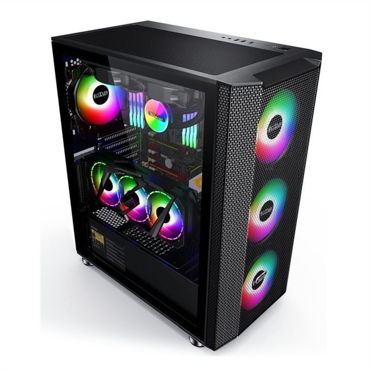 Computergehäuse mit magnetischem Design, Staubfilter, unterstützt 6 Lüfter, ATX-Mid-Tower-PC-Gaming-Gehäuse, Glas-Seitenwand, Kabelmanagement