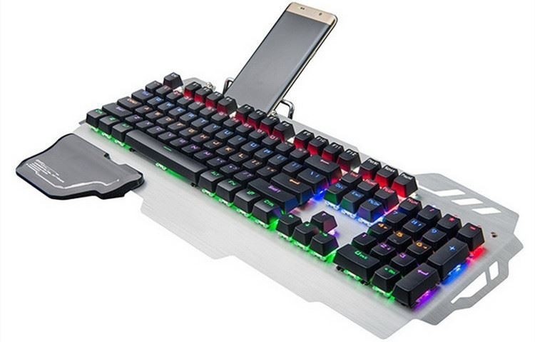 Drahtgebundene Gaming-Mechanische Tastatur mit Haltfläche für Mobiltelefone und Handgelenkspfanne extrem schnelle grüne Welle