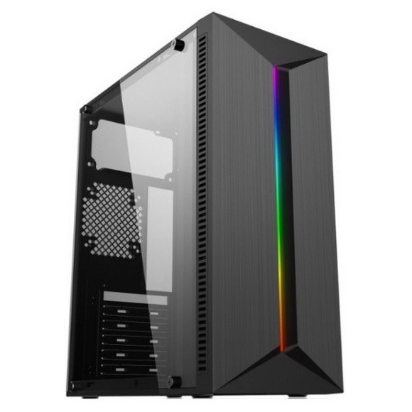 Acrylcomputer-Kabinett RGB-Spiel PC Kasten-Schwarz-Fahrgestelle vordere ABS Platte der platten-ATX mit RGB-Licht-Streifen