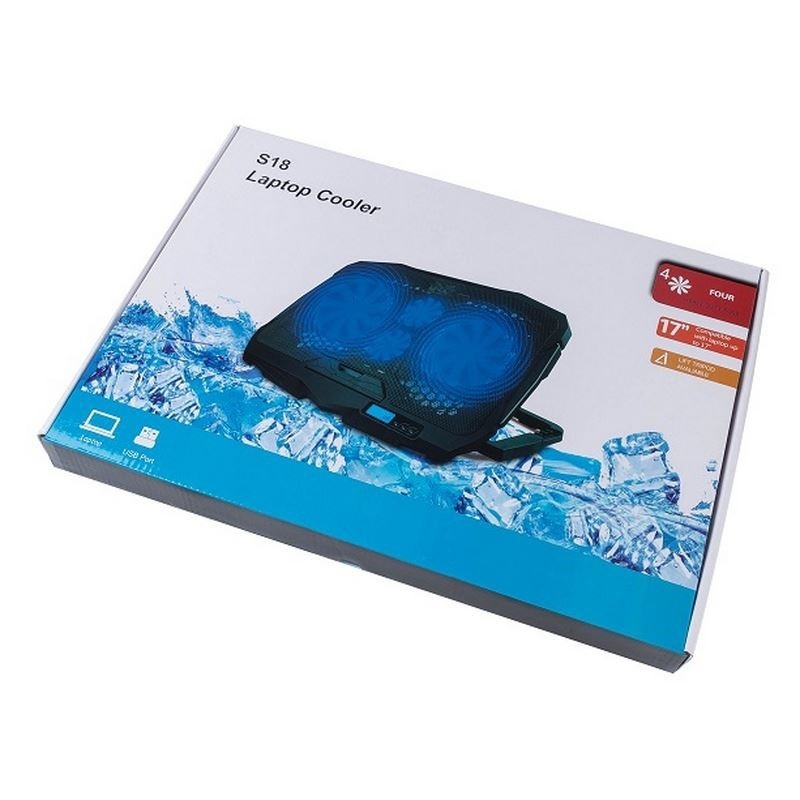 ETEK - Laptop-Kühlgerät mit Info-Bildschirm 4 VANS 17 Zoll für große Bildschirm Notebook Außenkühlung