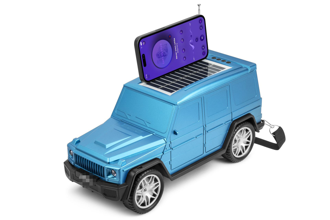 Bluetooth-Lautsprecher in Form eines klassischen Autos kombiniert Solar Taschenlampe und Funktionen des Radios für Heimreisen im Freien