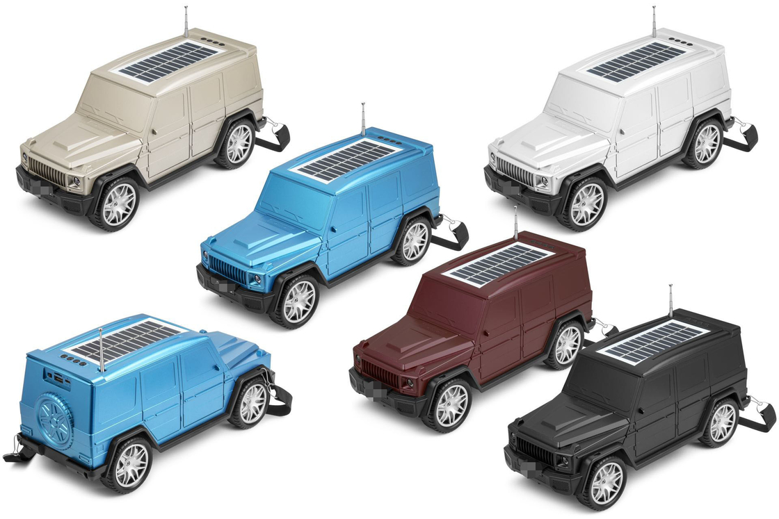Bluetooth-Lautsprecher in Form eines klassischen Autos kombiniert Solar Taschenlampe und Funktionen des Radios für Heimreisen im Freien