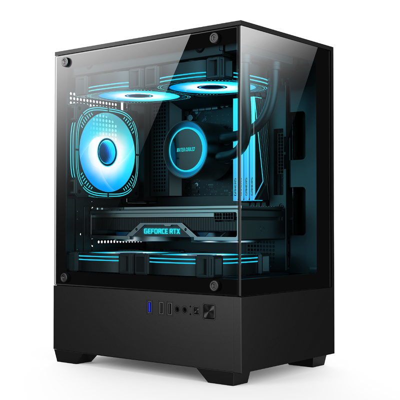 Micro-ATX ITX PC Gaming Case 1 HDD Bay 1 SSD Drive Bay Beide schwarz-weiß