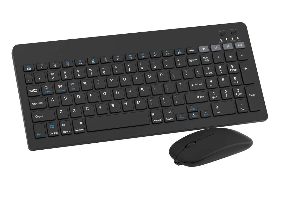 Minimalistische schwarze 99-Taste-Tastatur mit drahtloser Ladung Multi-DPI 4D-Maus für Büroräume