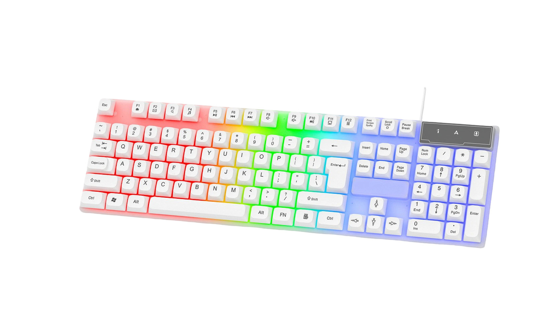 104 Tasten Vollgröße Gaming-Tastatur leicht zu tragen Cool LED Regenbogen Hintergrundlicht Alle Tasten FN+F1-F12