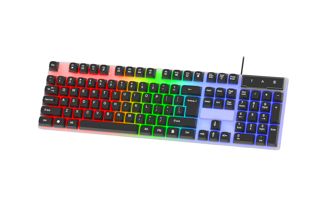 104 Tasten Vollgröße Gaming-Tastatur leicht zu tragen Cool LED Regenbogen Hintergrundlicht Alle Tasten FN+F1-F12