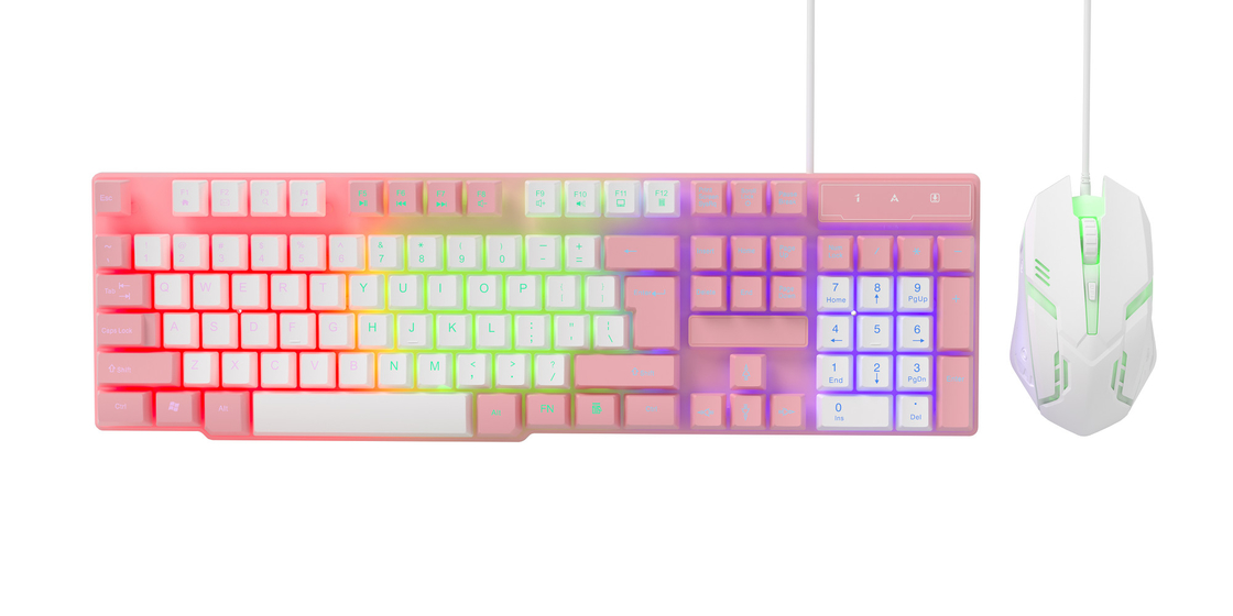 Kompakt und tragbar mit Regenbogen-Statikbeleuchtung und High-End-Kohlenstofffilm 2-in-1 Tastatur und Maus für Spieler Kreative