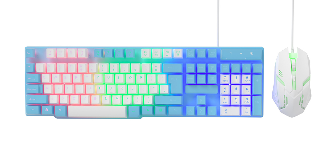 Kompakt und tragbar mit Regenbogen-Statikbeleuchtung und High-End-Kohlenstofffilm 2-in-1 Tastatur und Maus für Spieler Kreative
