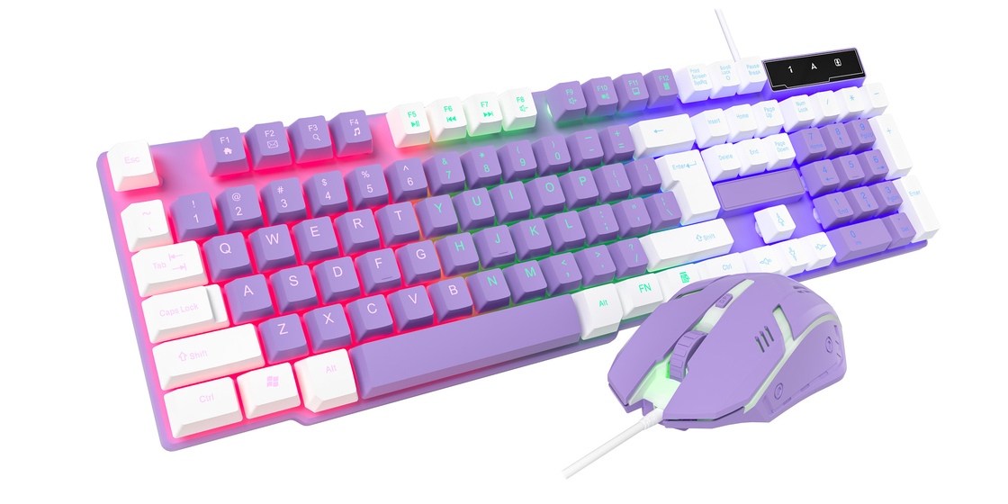 Kompakt und tragbar mit Regenbogen-Statikbeleuchtung und High-End-Kohlenstofffilm 2-in-1 Tastatur und Maus für Spieler Kreative