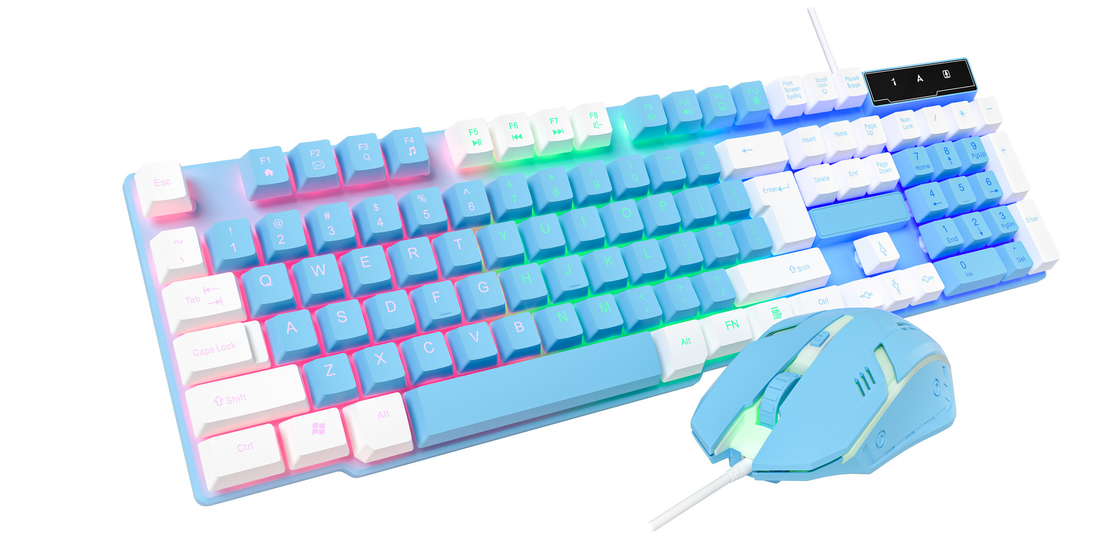 Kompakt und tragbar mit Regenbogen-Statikbeleuchtung und High-End-Kohlenstofffilm 2-in-1 Tastatur und Maus für Spieler Kreative