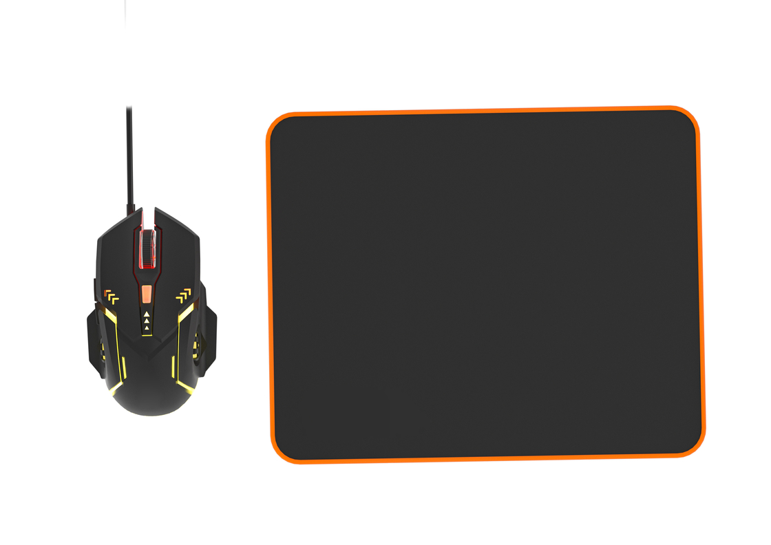 Regenbogenfarbene statische Beleuchtung High-End Carbon Film Tastatur 6D Drahtgespannungsmaus mit Ergonomie Komfortables Mauspad