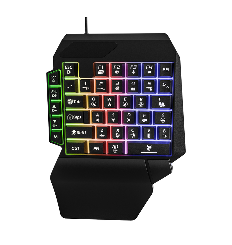 40-Taste Gaming-Tastatur für eine Hand Kompakter Design für FPS und RTS-Spieler