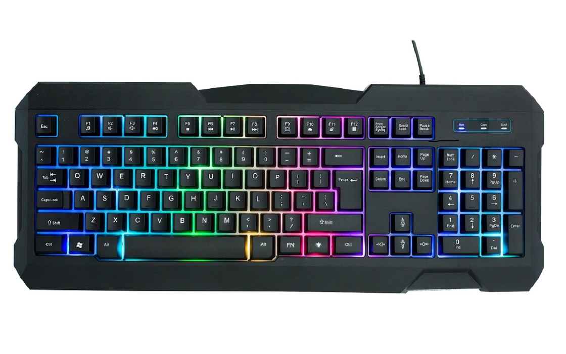 Regenbogenfarbene Design-Gaming-Tastatur mit 104 Tasten A2,8-Meter-Verbindungskabel für Spieler Bürofachleute