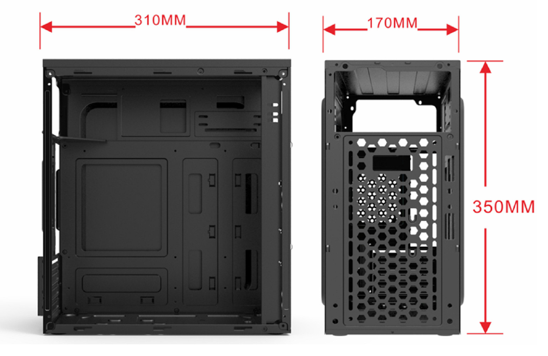 Unterstützt MicroATX MIniATX mit 4 Erweiterungsslots 2HDDs 2 SSDs 12cm und 8cm Ventilatorhalter Kompaktes Leichtgewicht Computergehäuse für Geld