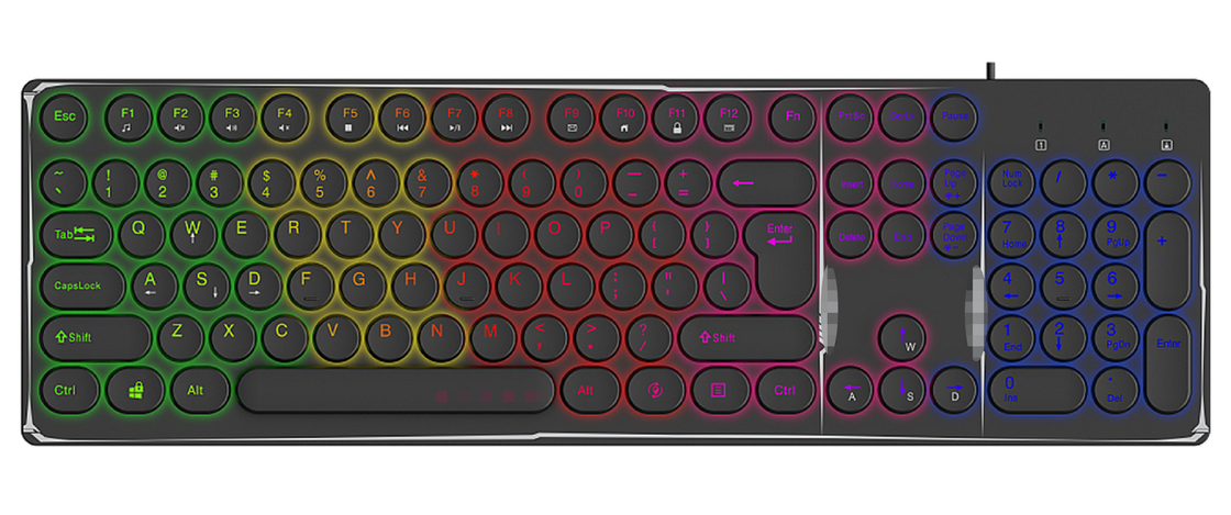 19-Taste-Anti-Geister-Tastatur mit austauschbaren und bunten Monochrom-Tastaturkappen Schlitz Hintergrundlicht anpassbarer Magnetring