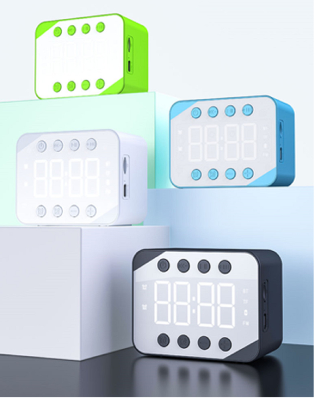 Bluetooth-Lautsprecher TF-Karte Wiedergabe und Uhrfunktion 800mAh-Batterie mit 3-4 Stunden Spielzeit 3W Niedrigleistungsdesign