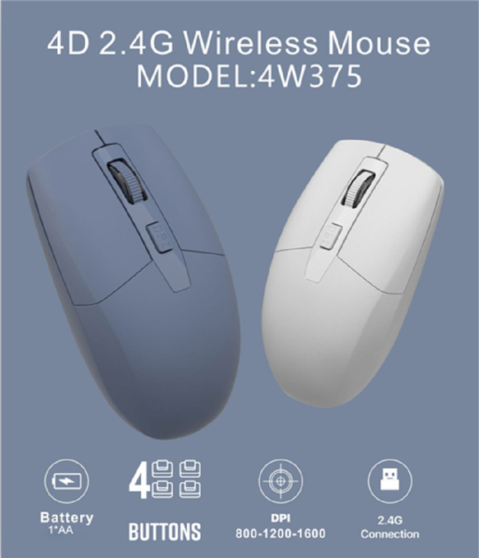 4D, 2.4G-Verbindung, 800-1600 DPI, 4 Tasten, Type-C-Schnittstelle.