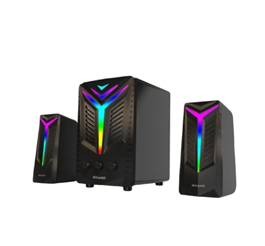 Satellitenlautsprecher 20W Subwoofer Hochglanz Schwarz RGB Beleuchtung Portable Remote Bluetooth 5.0 AUX Eingang