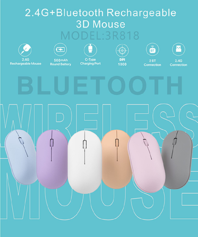 Tastenbüro mit Schere und ergonomische Maus mit 500 mAh-Batterie Bluetooth 3.0/2.4G Wireless Connectivity 1200 DPI
