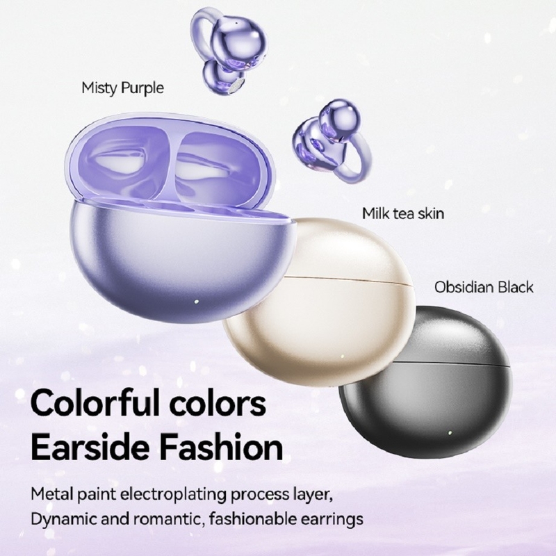 BT 5.4 3D Ergonomisches Design Bluetooth Kopfhörer Kopfhörer bis zu 5 Stunden pro Anruf Einheitlicher Druck Nebel Lila Milch Tee Haut Obsidian Schwarz