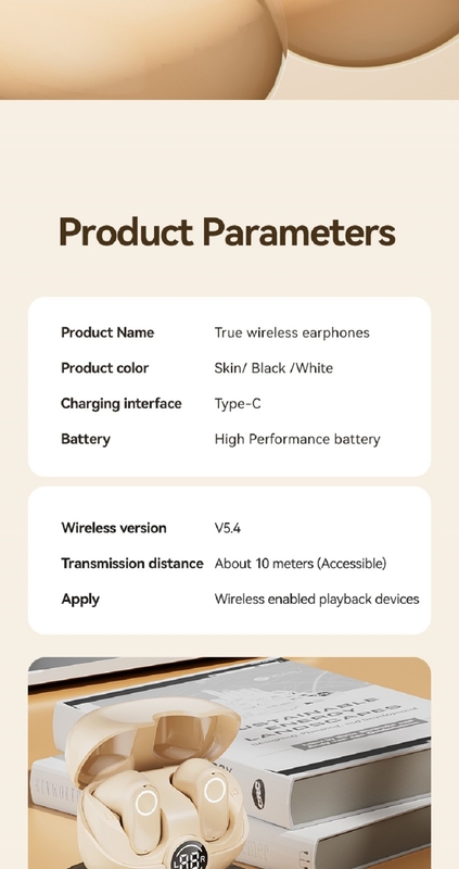 Bluetooth-Kopfhörer Kopfhörer 5.4 4-5 Stunden pro Ladung 600mAh Gehäuse 4.8g 2.8×2.5×1.8cm Optimierte Mikrofon Dynamische Farben