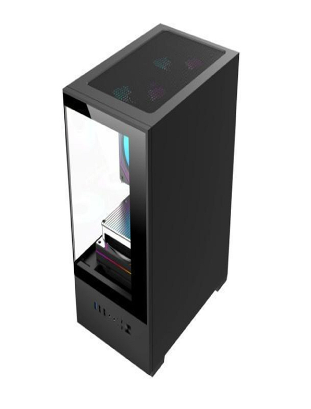 Computergehäuse unterstützt MicroATX/MiniITX-Mutterplatten Unter HDD + Stromfach für SSD-Doppelspeicher 5-Gang-Ventilator mit 3D-Luftkanal-Design