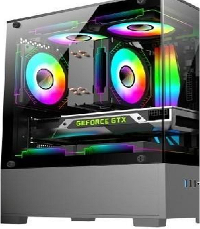 Computergehäuse unterstützt MicroATX/MiniITX-Mutterplatten Unter HDD + Stromfach für SSD-Doppelspeicher 5-Gang-Ventilator mit 3D-Luftkanal-Design