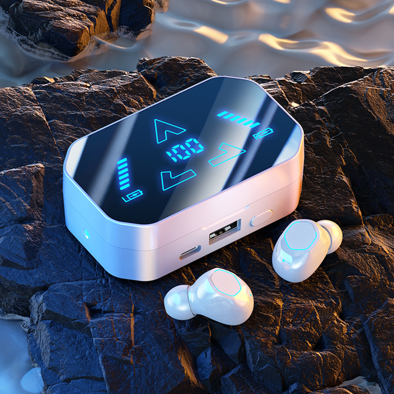 Bluetooth 5 ist da.3, F10 wasserdichte und staubdichte Kopfhörer mit digitalem Display Ergonomisches Design für Sport-Gaming