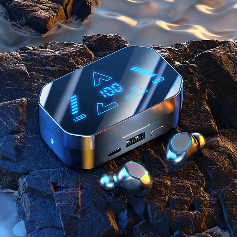 Bluetooth 5 ist da.3, F10 wasserdichte und staubdichte Kopfhörer mit digitalem Display Ergonomisches Design für Sport-Gaming