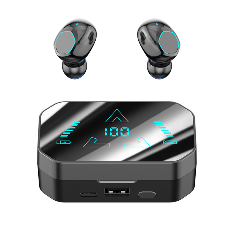 Bluetooth 5 ist da.3, F10 wasserdichte und staubdichte Kopfhörer mit digitalem Display Ergonomisches Design für Sport-Gaming