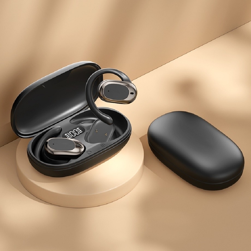 90° verstellbare Ohrhaken Bluetooth-Kopfhörer Ohrhörer F14.2 Ultra dünnes biologisches Diaphragma, Bluetooth 5.4 mit AAC/SBC-Unterstützung, Nullempfindlichkeitsdesign