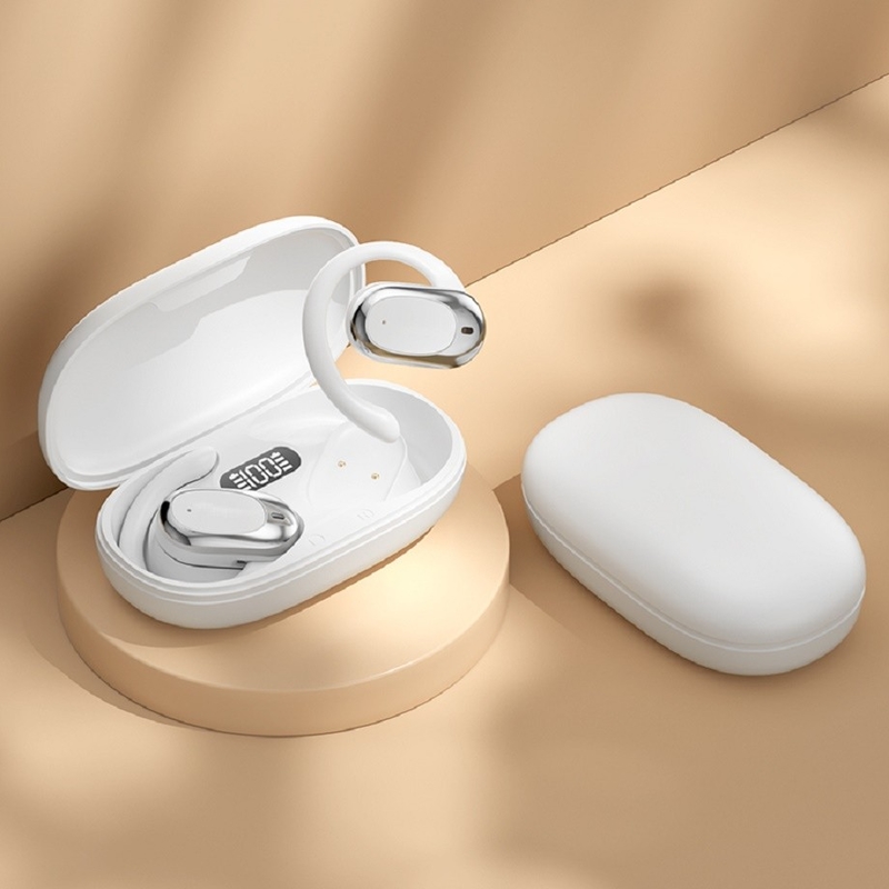 90° verstellbare Ohrhaken Bluetooth-Kopfhörer Ohrhörer F14.2 Ultra dünnes biologisches Diaphragma, Bluetooth 5.4 mit AAC/SBC-Unterstützung, Nullempfindlichkeitsdesign