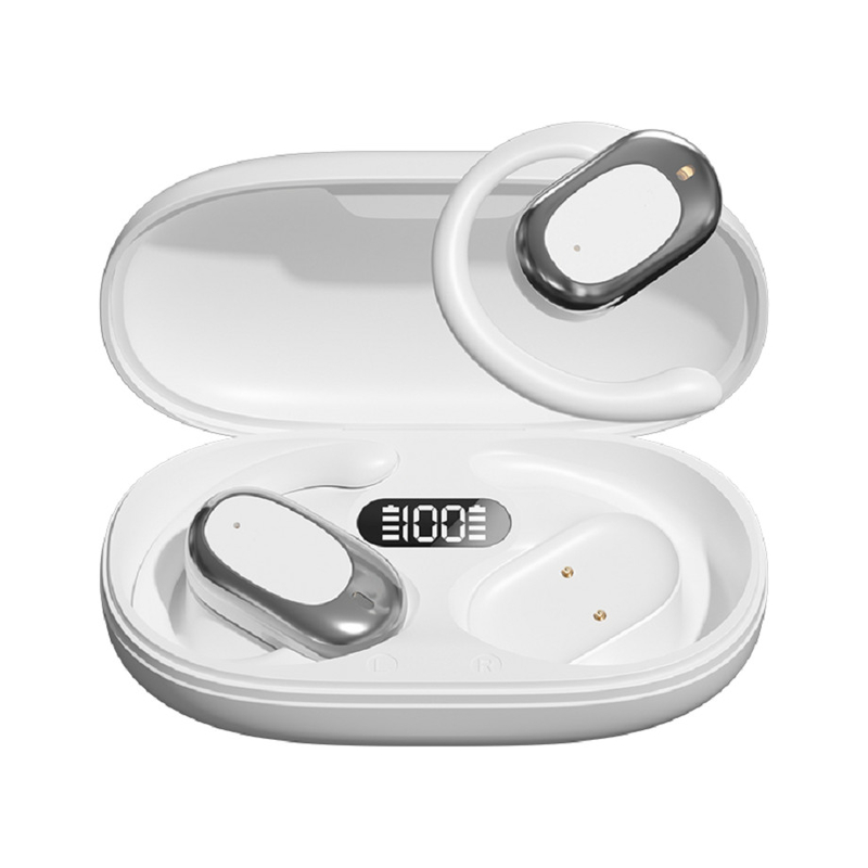 90° verstellbare Ohrhaken Bluetooth-Kopfhörer Ohrhörer F14.2 Ultra dünnes biologisches Diaphragma, Bluetooth 5.4 mit AAC/SBC-Unterstützung, Nullempfindlichkeitsdesign