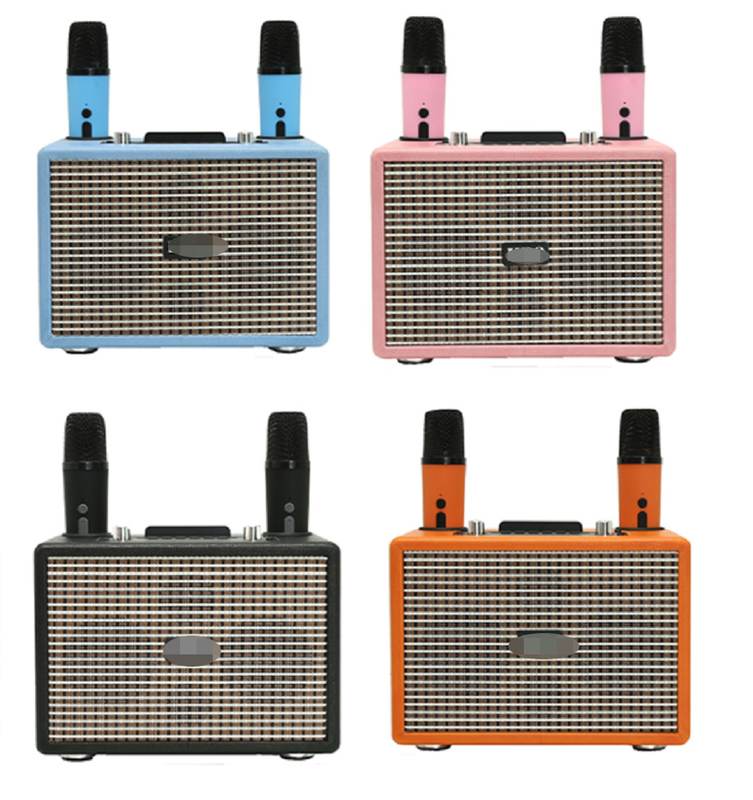 ETEK Dual LTK53101 Verstärker mit 3-Zoll-Full-Range-Lautsprechern 40mm Tweeter und Dual Wireless Mikrofone Home Karaoke Lautsprecher