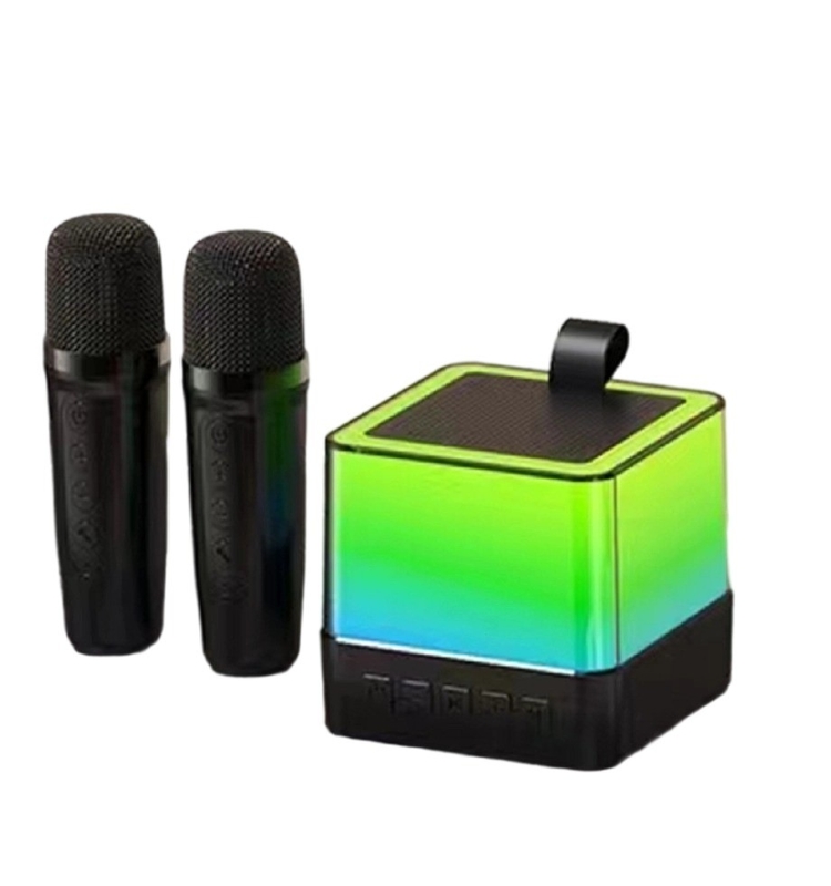 Mehrfarbiger LED Mini Cube Lautsprecher 89mm Sound perfekt für Partys und Karaoke in Schwarz/Weiß/Pink